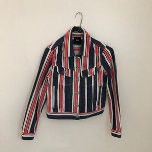 BDG Blue, White, & Red Striped Denim Jacket